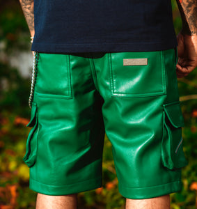 Emerald Tactical Leather Cargo Shorts